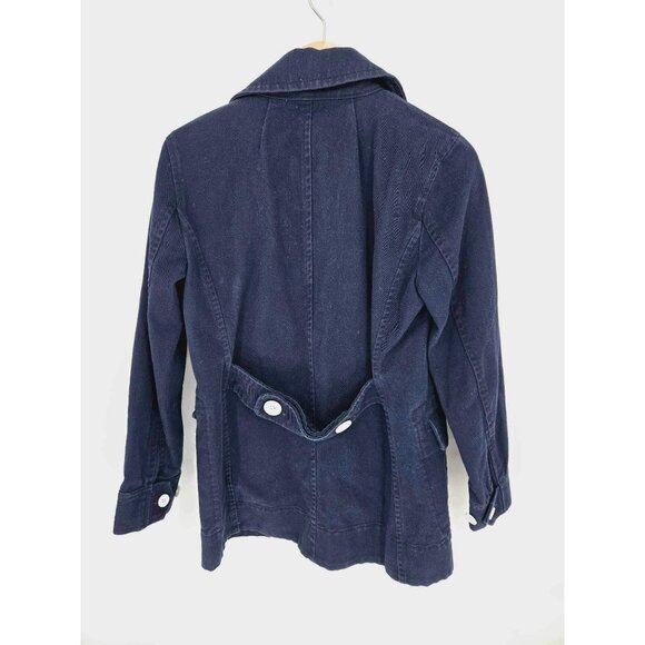J. Crew Navy 100% Cotton Peacoat Style Blue Double Breasted Jacket Size 4 - Picture 7 of 14